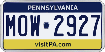 PA license plate MOW2927