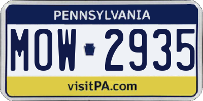 PA license plate MOW2935