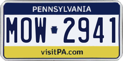 PA license plate MOW2941