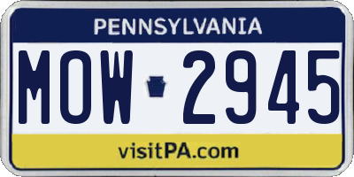 PA license plate MOW2945