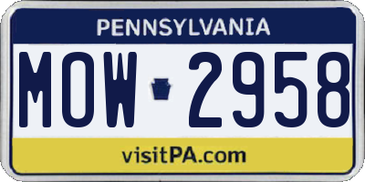 PA license plate MOW2958