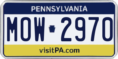 PA license plate MOW2970