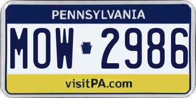 PA license plate MOW2986