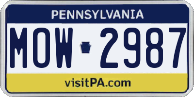 PA license plate MOW2987