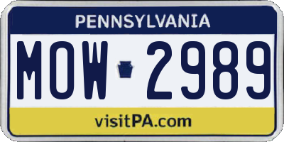 PA license plate MOW2989