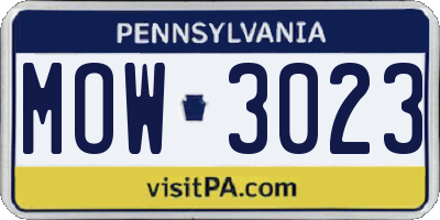 PA license plate MOW3023
