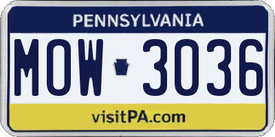 PA license plate MOW3036