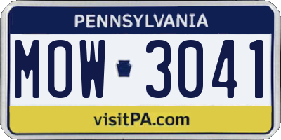 PA license plate MOW3041