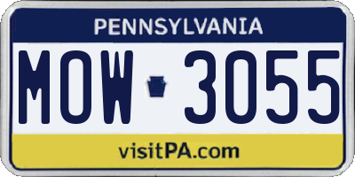 PA license plate MOW3055