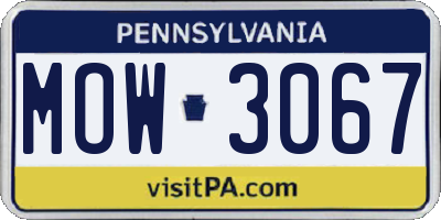 PA license plate MOW3067