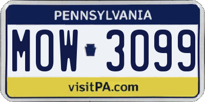 PA license plate MOW3099