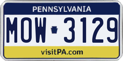 PA license plate MOW3129