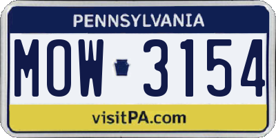 PA license plate MOW3154