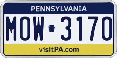 PA license plate MOW3170