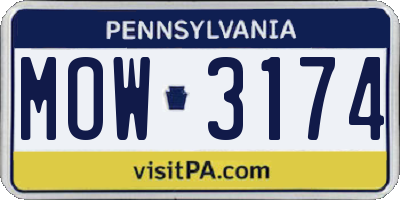 PA license plate MOW3174