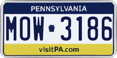 PA license plate MOW3186