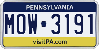 PA license plate MOW3191