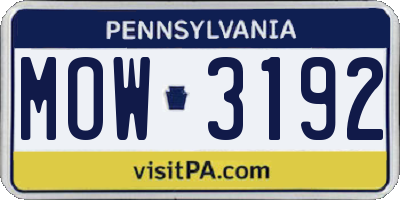 PA license plate MOW3192