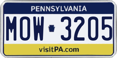PA license plate MOW3205