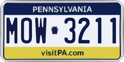 PA license plate MOW3211