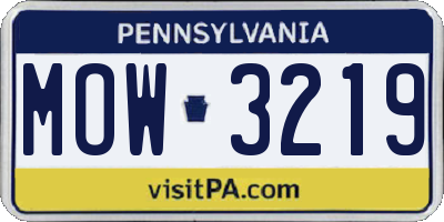 PA license plate MOW3219