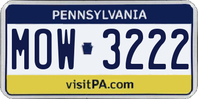 PA license plate MOW3222