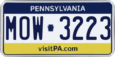 PA license plate MOW3223