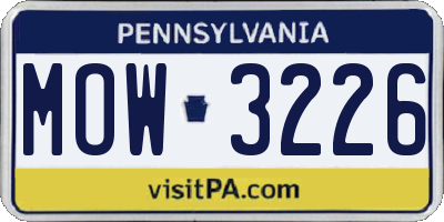 PA license plate MOW3226