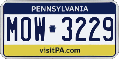 PA license plate MOW3229