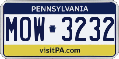 PA license plate MOW3232