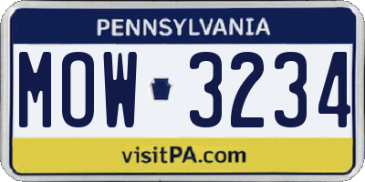 PA license plate MOW3234