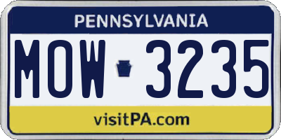 PA license plate MOW3235