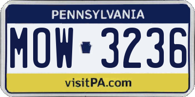PA license plate MOW3236