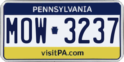 PA license plate MOW3237