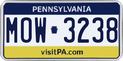 PA license plate MOW3238