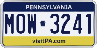 PA license plate MOW3241