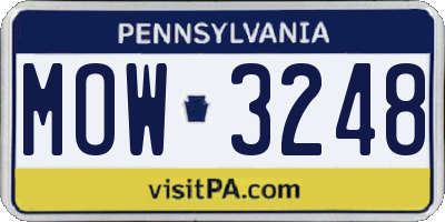 PA license plate MOW3248