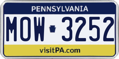 PA license plate MOW3252