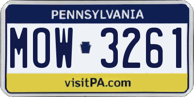 PA license plate MOW3261