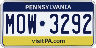 PA license plate MOW3292