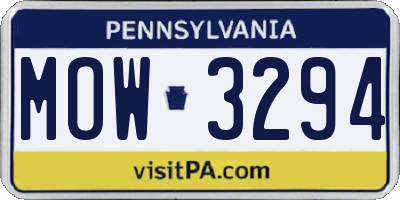 PA license plate MOW3294