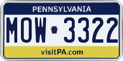 PA license plate MOW3322