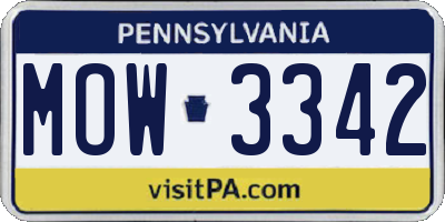 PA license plate MOW3342