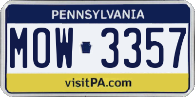 PA license plate MOW3357