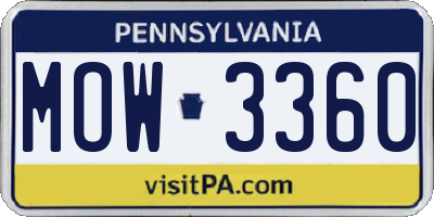 PA license plate MOW3360