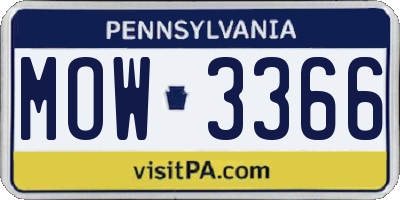 PA license plate MOW3366