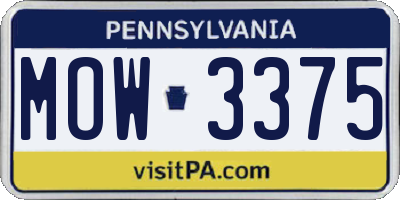 PA license plate MOW3375