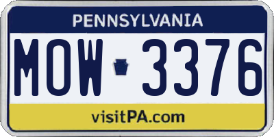 PA license plate MOW3376