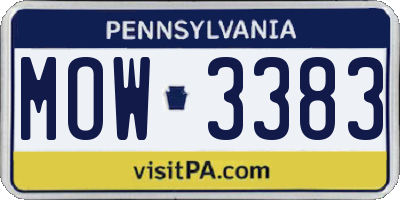 PA license plate MOW3383