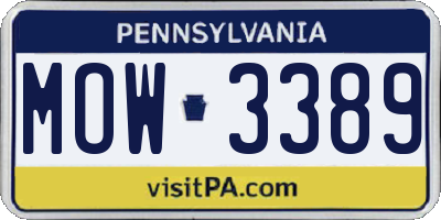 PA license plate MOW3389